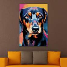 1 Piece Home Wall Decor Framed Canvas Dachshund Dog Pattern Canvas Wall Art Paintings For Living Room - Canvas Framed Print Wall Artworks Bedroom Decoration Office Wall Decor