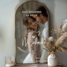 Décalcomanie de miroir de mariage personnalisée, douche, fêtes, événements, panneau de bienvenue personnalisé, autocollant vinyle personnalisé pour miroir, décor de réception cadeaux anniversaire diplôme, multifonctionnel, réglable, , anti-moisissure, ornemental, adhésif, réutilisable, mignon, élégant, adorable, haute qualité, coloré, personnalisé, unique, idéal pour lui, idéal pour elle, elle, petit ami, petite amie, papa, maman, famille, amis, fils, fille, enfants, pour les anniversaires, les anniversaires, les pendaisons de crémaillère, les remises de diplômes, la cuisine, la salle à manger, la chambre, le bureau, le salon, la maison, le jardin, la salle à thé