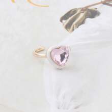 1 Nhẫn trái tim thời trang tương phản dành cho phụ nữ, Nhẫn pha lê thủy tinh, Nhẫn xếp chồng để đeo hàng ngày khi đi nghỉ - hình trái tim - Xem 48