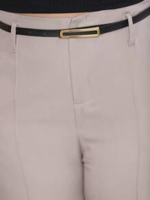 Plus Size Fashion Long Pants Without Belt And Pockets - Màu be - Xem 8