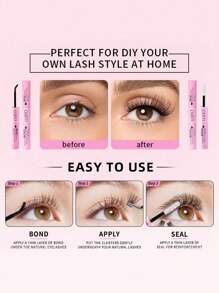1/3/5pcs Lash Cluster Glue Lash Bond And Seal Waterproof Lash Glue For Eyelash Clusters 10ml Bond And Seal 2-In-1 Home Use Strong Hold - Pink - View 3