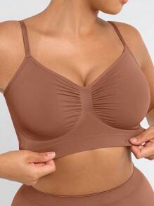 FeelinGirl Bralettes For Women With Support Comfortable Bras No Underwire Seamless Everyday Bras - 棕色 - 查看 1