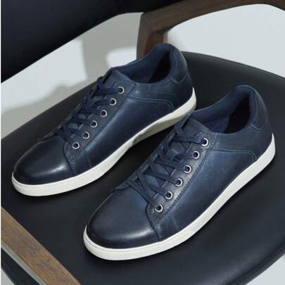 SHOESMORE Men' S Casual Black Shoes Leather Dress Sneakers Business Casual Blue Shoes For Men Breathable Fashion Brown Sneakers