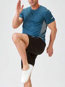 2025夏季新款时尚男士运动跑步训练透气冰丝休闲短袖T恤短裤套装