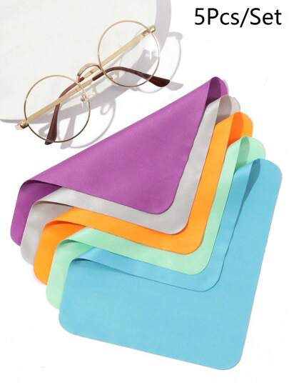 5pcs Solid Color High Quality Glasses Cleaning Cloth, Ultra-Fine Fiber Cleaning Glasses Cloth, Wiping Mobile Phone Screen, Jewelry Wiping, Piano,Lens, Watch Cloth, Can Be Reused,Glasses Cleaner,Wiping Cloth,Eyeglass Sunglasses Cleaning Cloth,Screen Cleaner For Computers, Phones And Tablets