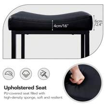 Bar Stools, Set Of 2 Bar Chairs, Counter Height Stools, Saddle Stools With Curved Surface, Kitchen Stools, 24.8 Inches, 2.4" Thick Upholstery, For Kitchen, Dining Room, Cafe Black - Black - View 5