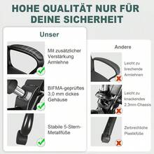 Bürostuhl, Rennstuhl, Gaming-Stuhl, Schreibtischstuhl, ergonomischer Drehstuhl, Sportstuhl, Bürostuhl mit Rückenlehne, Wippfunktion, Höhenverstellung, Chefsessel mit gepolsterten Armlehnen - Rot - Übersicht 5