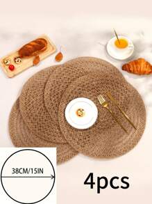 Manteles individuales estilo vintage campestre tejidos de forma natural, adecuados para decorar mesas redondas de comedor en restaurantes, hogares y reuniones familiares