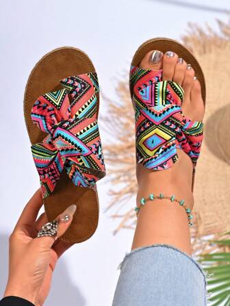 Rainbow Butterfly Women's Flat Sandals, Comfortable Massage Sole Colorful Beach Flip Flops