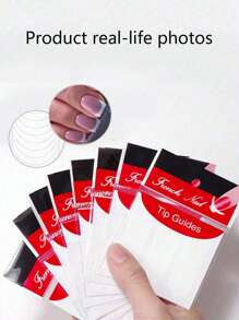 6 Sheets (288 Pieces) French Nail Art Sticker Strips With Wavy Circular Pattern And Nail Polish And Glitter Application Template For Creating French Manicures Without Spilling