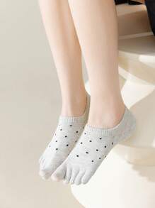 1/5 Pairs Women Simple Polka Dot & Solid Color Casual Ankle Socks, Japanese Style - Multicolor - View 2