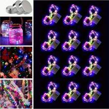 [1/3/5/12 opakowań i 3 tryby] Lampki choinkowe zasilane bateriami 7FT 20LED Twinkle Lights Bateryjne mini lampki Małe lampki LED Wodoodporny srebrny drut do wnętrz Słoik Mason DIY Ślub Dekoracja świąteczna, (biały)