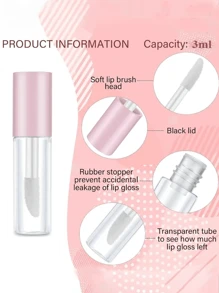 2pcs Empty Lip Gloss Subpackage Bottle,Subpackage Lip Gloss Empty Tube Sample Containers, Liquid Containers, Clear Container, Plastic Lip Gloss Bottles Liquid Lipstick Tubes Empty Lip Gloss Tube Transparent Lip Tubes,Clear Glossy Lip Gloss Tube With Brush, Makeup Packaging, Suitable For Daily Use And Travel