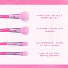 Miniso Barbie Series Makeup Brushes Set, Ins Princess Style Foundation Contour Blush Concealer Eyeshadow Blend Eyeliner Travel Makeup Brush Set for Gifts(Pink, 8 pcs) - 粉色 - 查看 8
