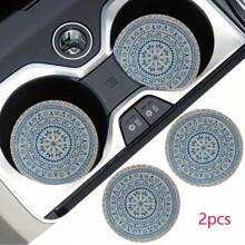 2 pièces Dessous de verre de voiture style bohème, tapis de voiture élégant à séchage rapide et antidérapant