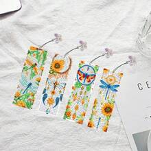 4pcs Diamond Painting Bookmarks With Butterfly Dream Catcher & Tassel Craft Design - Multicolor - View 7