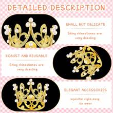 6pcs Mini Pearl Beaded Crown Shaped Cake Toppers, Perfect For Birthday Party Decorations,Valentine's Day - Silver - View 5