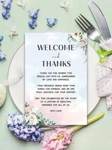 个性化定制婚礼感谢卡，花卉婚礼及新婚配饰，婚礼策划用品，完美适用于宾客餐桌装饰，适合婚礼、订婚、生日及其他场合。复古、卡通、可爱、定制、个性化、独特、专属定制，适用于员工、客户、学生、商务/工作/办公、学校、学习用品、返校季、办公室、学校、教室、教师礼物、大学、同事、宿舍、教师、男孩女孩、青少年、初中生、高中生、大学生、大一、大二、低年级学生、定制贺卡、办公及学习用品、圣诞装饰、带Logo文字的定制名片