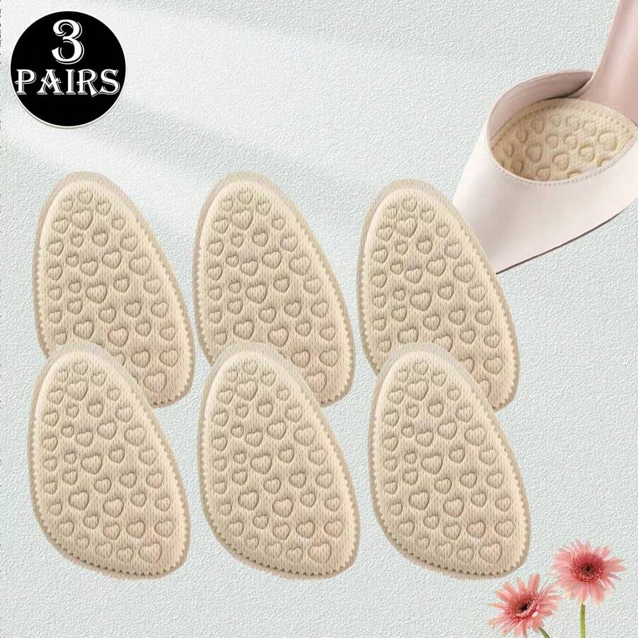3 Pairs Of Half Insoles, Forefoot Cushions, Soft Anti-Pain Thick Insoles For High Heels, Women