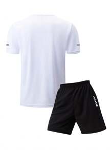 2pcs/Set Men Summer Short Sleeve T-Shirt And Shorts Set, Casual Sports Round Neck
