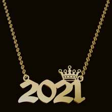 1pc Stainless Steel Year Engraved Necklace, Commemorative Unique Date, Birthday Crown Pendant Necklace, Birthday Gift, Elegant Minimalist Numeric Choker Collar Pendant Necklace