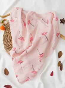 1 件火烈鸟印花襁褓毯婴儿裹毯爱心情人节 - 彩色 - 查看 6