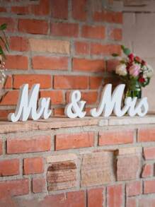 3 stuks/set witte houten Mr en Miss houten letters, set, Mr & Mrs bord voor bruiloftstafel, feestdecoratie hoofdtafel bruiloft houten letter, Just Married bord jubileumfeest Valentijnsdag decor, bruiloftstafel decor