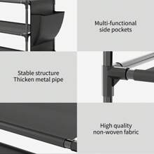 Superlele 8 Tier Shoe Organizer, 33.3in Wide X 11.2in Deep X 55.7in Tall, Black Metal And Plastic Shoe Rack, Holds Up To 32-40 Pairs Of Shoes