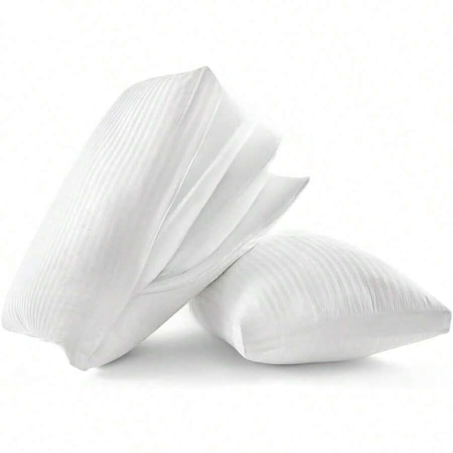 Set Of 2 Standard Size Fluffy Adjustable Layer Pillows, With 100% Cotton Cover, For Side, Back, Stomach Sleepers​