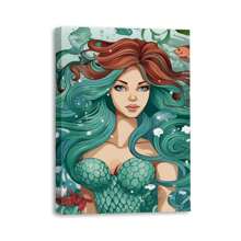 1 Piece Home Wall Decor Framed Canvas Mermaid Pattern Canvas Wall Art Paintings For Living Room - Canvas Framed Print Wall Artworks Bedroom Decoration Office Wall Decor
