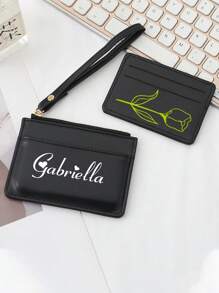 1PC Coin Wallet Multi-Function Portable Mini Card Bag Two-Piece Set Solid Color PU Leather Wallet Personalized Text Customization For Women Wallet Mini Wallet Purse Wallet Wristlet Wallet Wallet Card Wallet - Multicolor - View 4