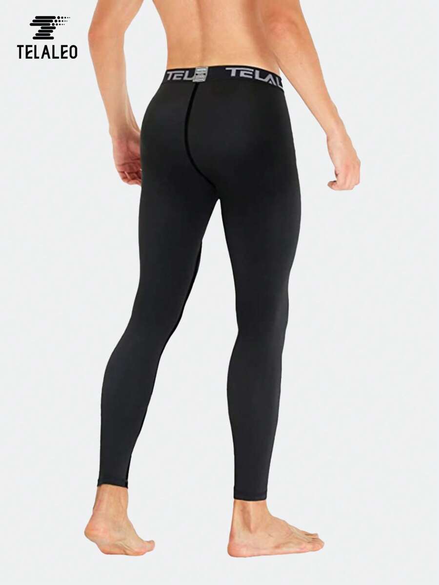 TELALEO Men's Compression Pants, Tight Leggings, High-Performance Sports Underwear, Fitness, Running - Black - View 1