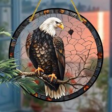 Adler Fensterdekoration - 20 x 20 cm Akryl Glasmalerei Fensteraufhänger, Weißkopfseeadler Design für Heim- und Gartendekoration, perfekt für Schlafzimmer, Terrasse und Wandkunst - ideales Geschenk zu Einzug oder Weihnachten