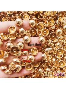 10 Sets Alloy Screw Back Rivets Hollow Round Head Leather Studs Spike Gold Tone Purse Handbag Feet Mushroom Type Nailhead Hollow Round Head Stud Metal Screw Spike Studs Rivet Leather Craft DIY(Light Gold, 8/10/12mm) - Gold - View 6