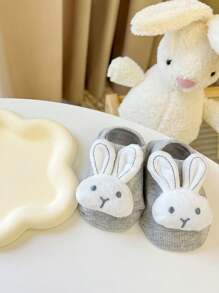 1 pereche de șosete adorabili pentru bebeluși cu tema iepurașului - amestec moale de poliester, antiderapante, șosete de podea pentru toate anotimpurile pentru nou-născuți și bebeluși, 0-1 an, lavabile manual, șosete pentru nou-născuți | Design jucăuș | Textura tricot