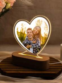 Custom Heart-Shaped Night Light With Photo & Text - USB Powered, Personalized Romantic Gift For Couples, Ideal For Anniversaries, Valentine's Day, Birthdays - Heartfelt Memorial Keepsake,Fathers Day Gifts - Multicolor - View 4