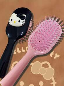 女孩顺发梳、可爱粉色和黑色便携式个人护理气囊梳、卡通按摩头皮梳、干湿两用、婚礼新娘礼物、造型沙龙梳、母亲节礼物 - 彩色 - 查看 3