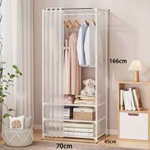 1pcs Easy To Assemble Modern Closet With Drawers - Durable Portable Clothes Organizer For Bedroom And Dorm Room, Reinforced Steel Frame, Black And White - Trắng Không - Xem 5