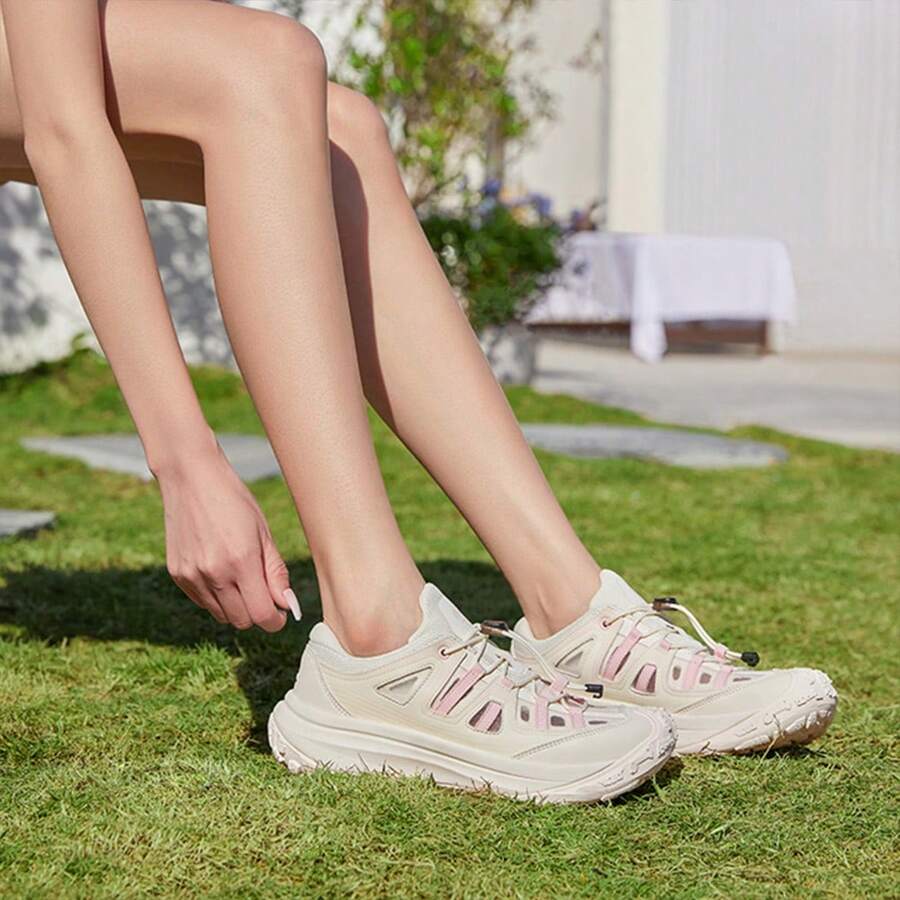 CAMEL CROWN 2025春季新款驼色女士徒步鞋，户外透气运动鞋，防滑登山鞋 - 白-粉 - 查看 1