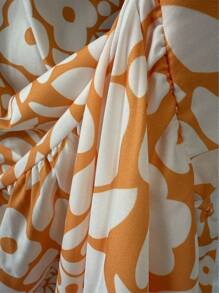 Vestido largo con cuello en V y estampado floral - Estilo bohemio chic effortless - Naranja - Ver 5