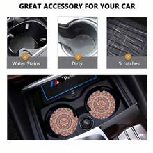 2 pièces Dessous de verre de voiture style bohème, tapis de voiture élégant à séchage rapide et antidérapant