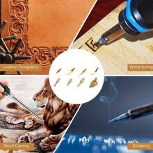 Set de 8 piezas de kit de pirografía y grabado con puntas para letras, hierro de grabado y cubiertas de estampado - material metálico, ideal para manualidades y proyectos de arte DIY, apto para principiantes