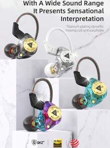 QKZ AK3 File Macaron 3.5mm AUX Wired Headphones 3D Stereo Heavy Bass In-Ear Earbuds With HD Mic Noise Reduction For Gaming Sport Music Live Video Call