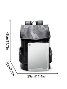 saroxi Men's Casual Fashion Travel Flip-Lid Backpack, Lightweight Portable Suitable For Travel, Camping, Hiking, School, Student, Campus, Ideal Gift Large Capacity Bag Travel Bags Office Bag Laptop Bag Vacation Bags For Travel - Black - View 10