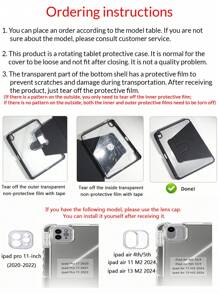 1 pieza, Funda protectora para Tablet Apple Pro 2024 de 13 pulgadas/5ta/6ta/7ta generación o Pro de 11 pulgadas 1ra, 2da generación/Air6 2024 4ta, 5ta generación/8va, 9na generación/10ma generación con ranura para bolígrafo y rotación de 720°, de piel de PU con patrón de pequeñas flores rosas, panel trasero de acrílico rígido y diseño de borde de silicona suave, con función de activación/suspensión automática, a prueba de caídas y golpes, ideal como regalo del Día de San Valentín (por favor lea las instrucciones antes de realizar el pedido)