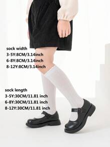 3pcs Girls' Solid Color Hollow Breathable Knee-High Socks - Multicolor - View 12