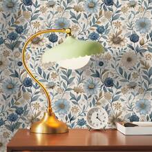 1 卷法式复古风格自粘壁纸 - 蓝色和棕色花卉图案，防水防潮接触纸，可拆卸和重复使用，适用于卧室、餐厅、客厅电视背景、橱柜、桌子、书架、家具翻新的家居装饰，易于安装，尺寸 44*300/500/1000 厘米 - 彩色 - 查看 3