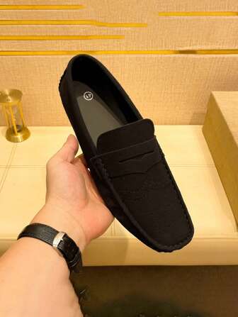 男士透气软皮乐福鞋，一脚蹬设计，适合驾驶、婚礼、办公室穿着，舒适时尚，2025 年新品