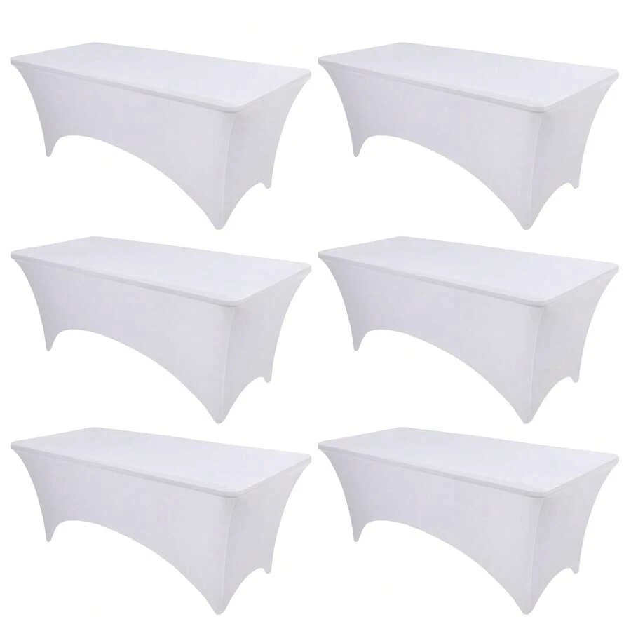 6 Pack Spandex Table Cover For 4FT Table Universal Fitted Stretch Tablecloth For Party, Banquet, Wedding And Events-White - trắng - Xem 1