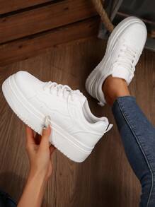 Zapatillas deportivas clásicas de primavera-verano 2025 con plataforma, suela gruesa, suela suave, impermeable, puntera redonda para mujer
